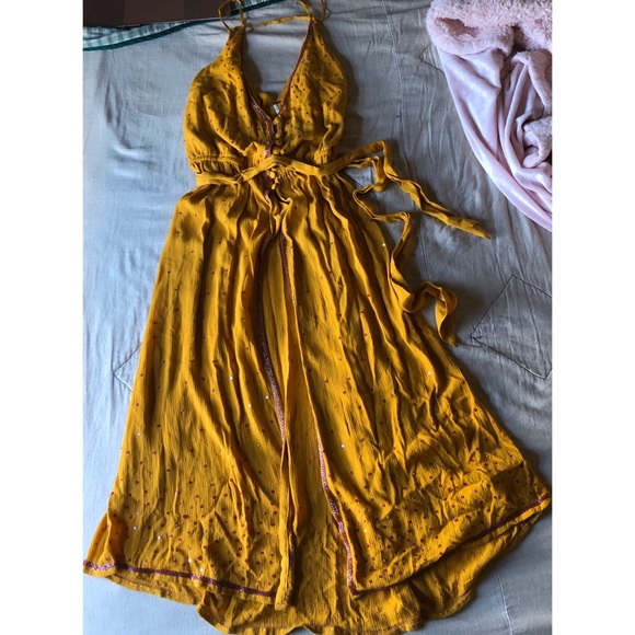 mustard yellow beach dress